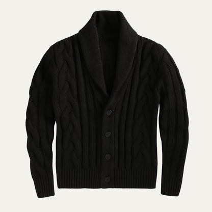 Men's Cable Knit Cardigan Shawl Collar Beige - Vonnera