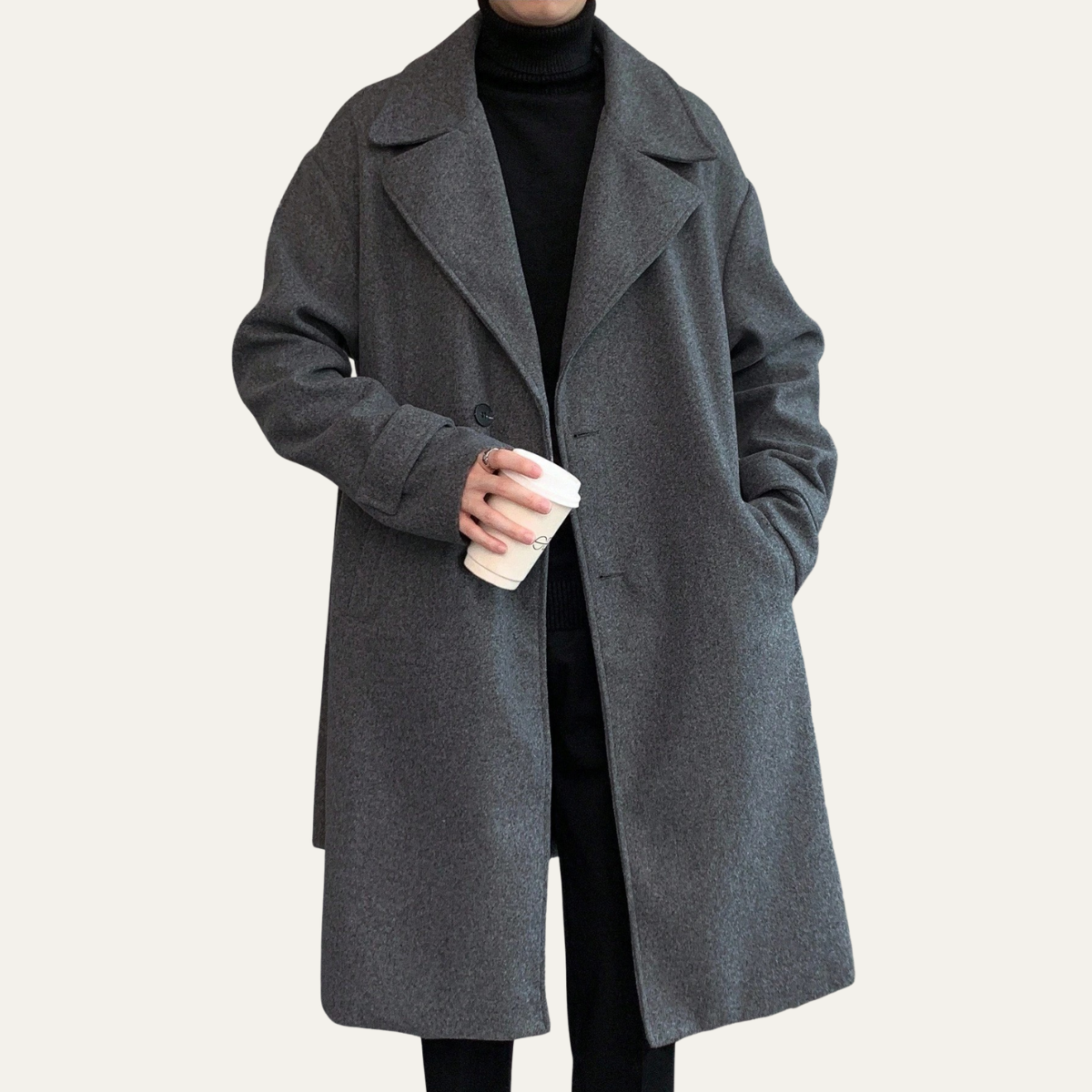 Men's Wool Wrap Coat Camel Color With Belt