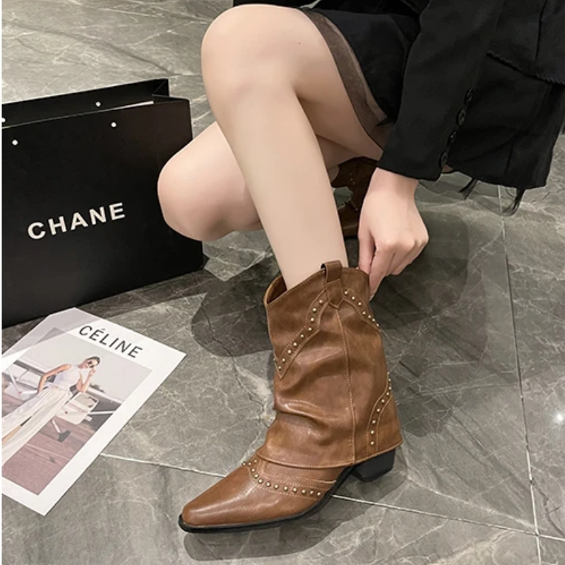 Women's Studded Slouchy Ankle Boots