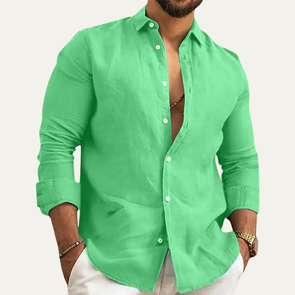 Men's Cotton Linen Button Up Beach Shirt