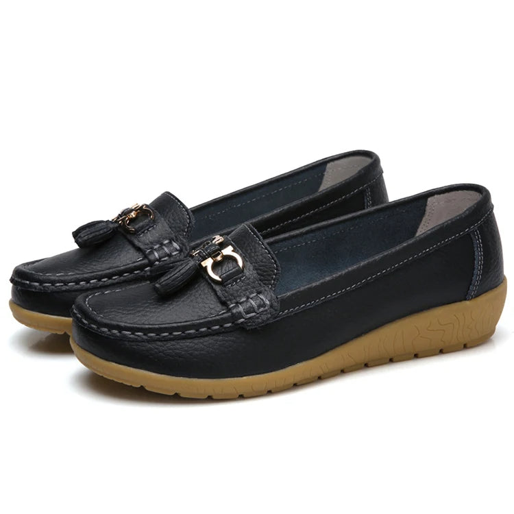 Women's Leather Cut-Out Ballerina Flats