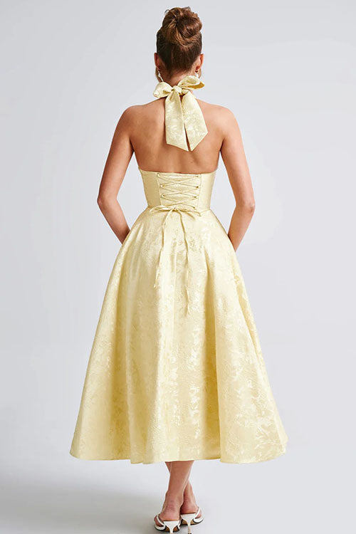 Women's Halterneck Maxi Dress V-Neck