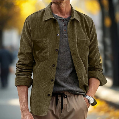 Men's Corduroy Shirt Jacket Lightweight Brown