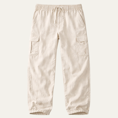 Men's Cotton Linen Cargo Pants Loose Fit Multi Pocket - Vonnera