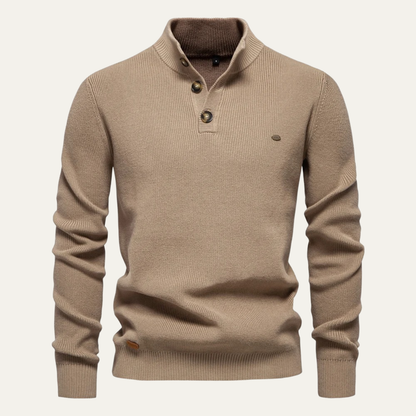 Vulcano Men's Turtleneck Sweater Mock Neck Button Up - Vonnera