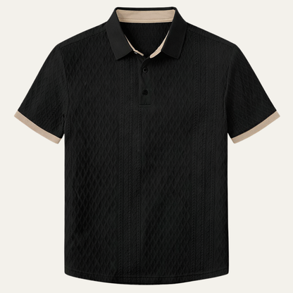 Men's Textured Polo Shirt Contrast Collar - Vonnera