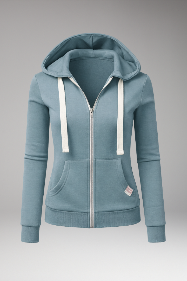 Women's Zipper Hoodie With Front Pockets - Vonnera