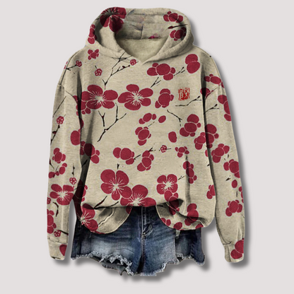 Women's Hooded Sweater Floral Print Lightweight