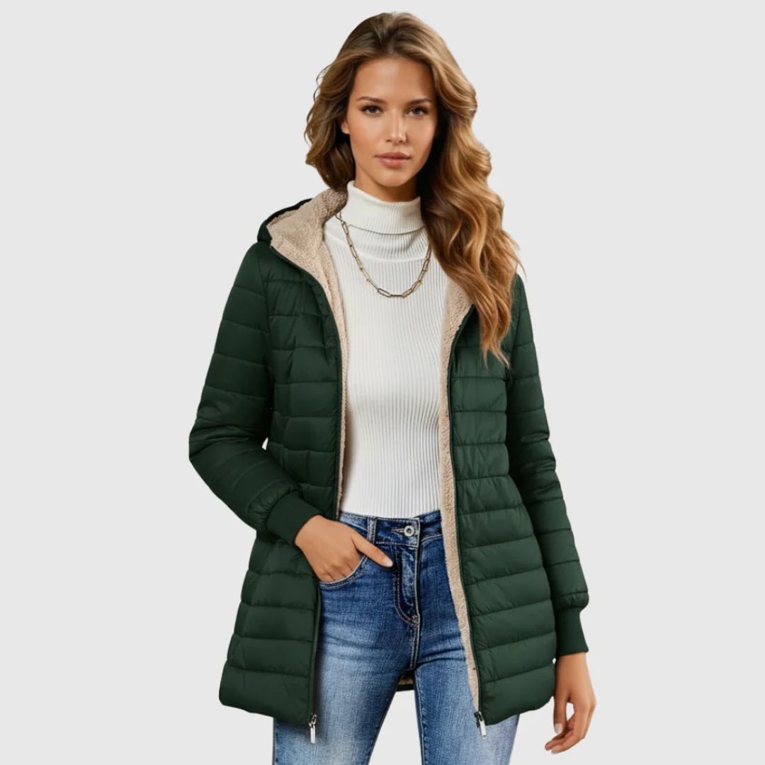 Women's Short Quilted Padded Zip Up Coat