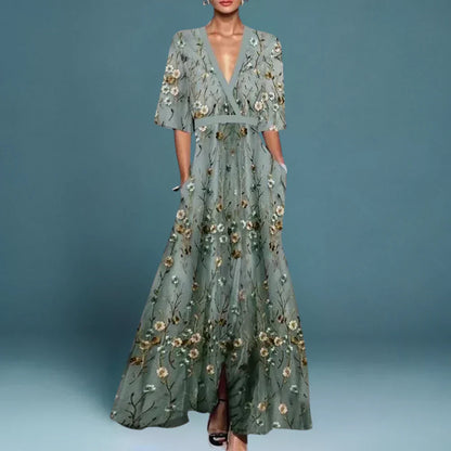 Women's Elegant Maxi Dress Floral Pattern - Vonnera