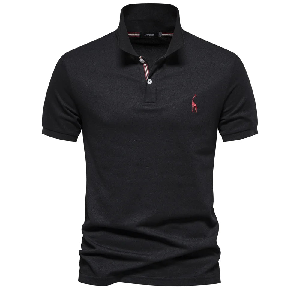 Cotton Polo Shirt Embroidered Deer Design - Vonnera