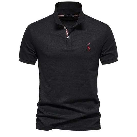 Cotton Polo Shirt Embroidered Deer Design - Vonnera