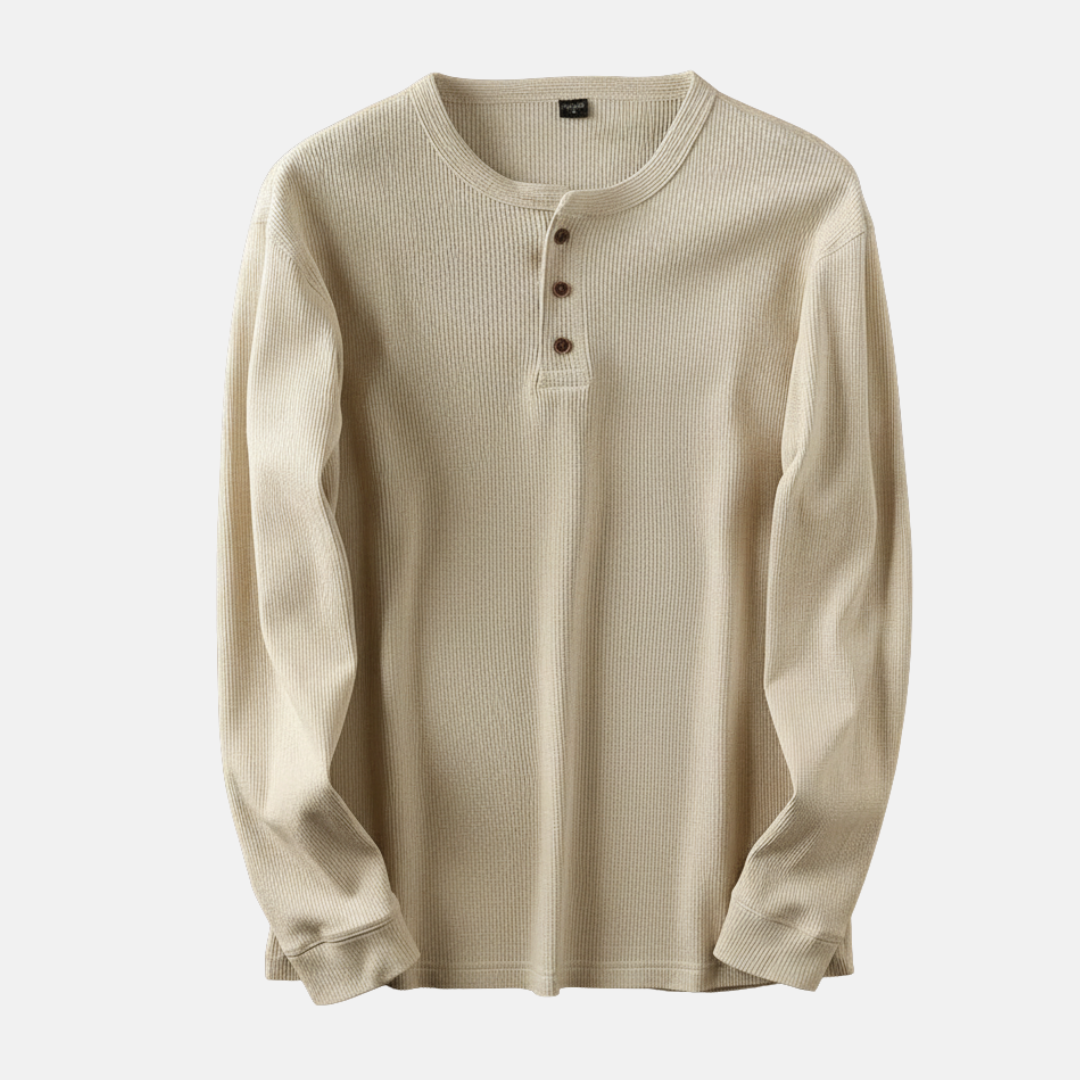 Men's Relaxed Fit Henley Shirt Ribbed Casual - Vonnera