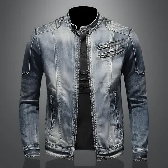 Men's Retro Denim Jacket Timeless Rugged Blue