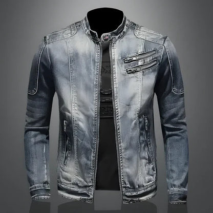 Men's Retro Denim Jacket Timeless Rugged Blue