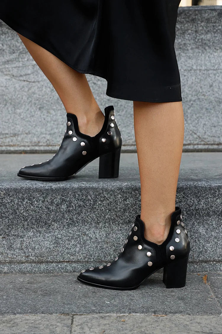 Women's Studded Ankle Boots Block Heels