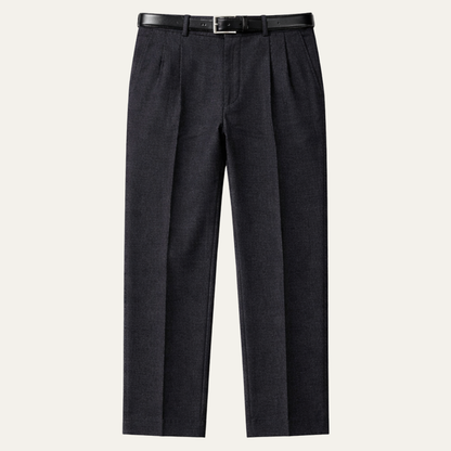 Men's Double Pleated Straight Leg Dress Pants Wool - Vonnera