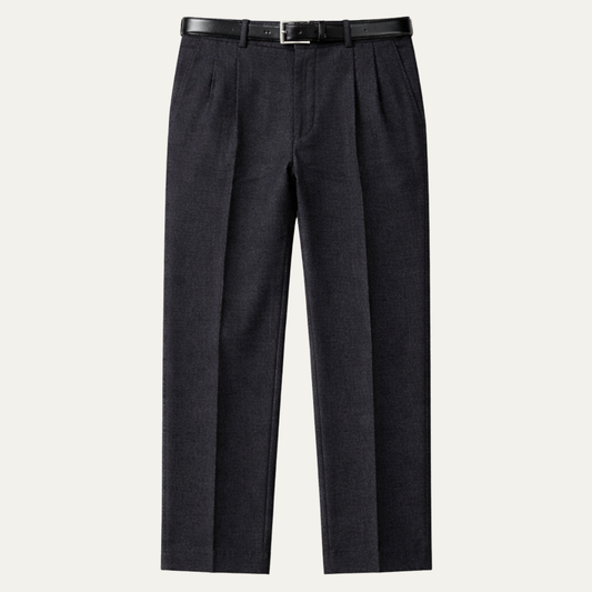 Men's Double Pleated Straight Leg Dress Pants Wool - Vonnera