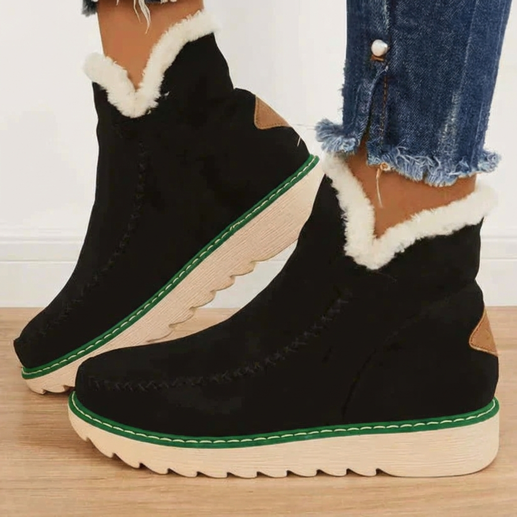 Women's Fleece Lined Ankle Boots Slip On Comfortable - Vonnera