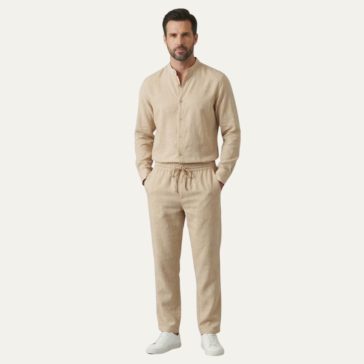Men's Cotton Linen Casual Shirt And Pants Set