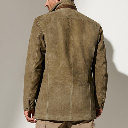 Men's Leather Coat Classic Tailored Fit Brown