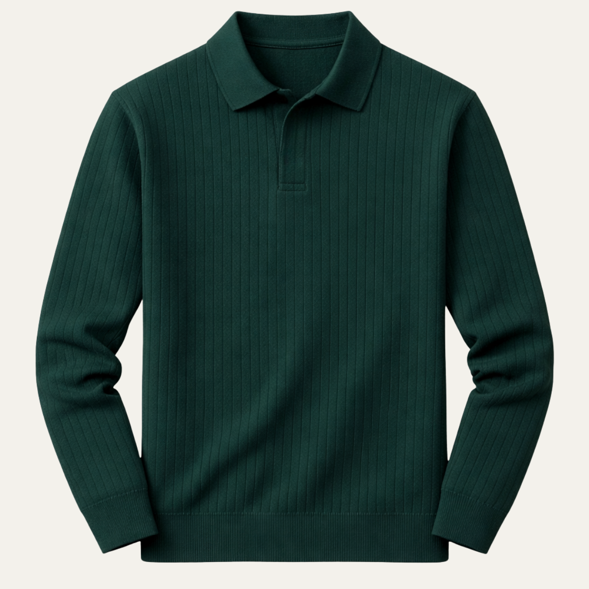 Men's Long Sleeve Polo Shirt Ribbed Knit - Vonnera