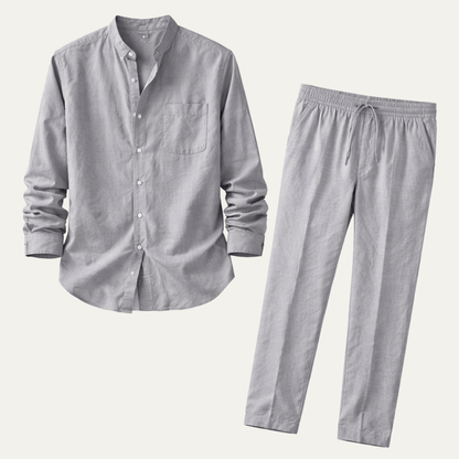 Men's Linen Shirt And Pants Set Relaxed Fit - Vonnera