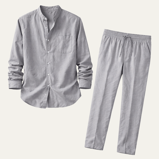 Men's Linen Shirt And Pants Set Relaxed Fit - Vonnera