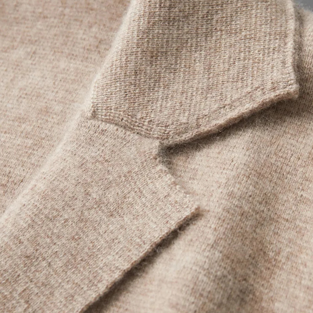 Men's Merino Wool Cardigan Soft Knit Collar Charcoal