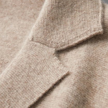 Men's Merino Wool Cardigan Soft Knit Collar Charcoal