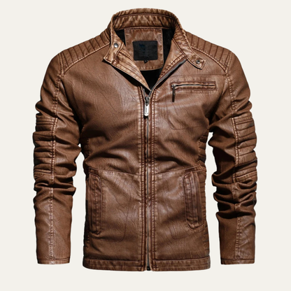 Men's Classic Leather Biker Jacket - Vonnera