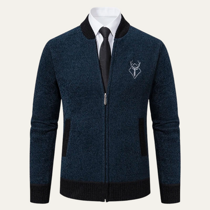 Men's Embroidered Knit Zip Sweater - Vonnera