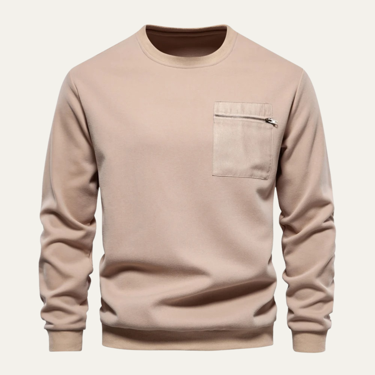 Men's Casual Crew Neck Sweater Chest Pocket - Vonnera