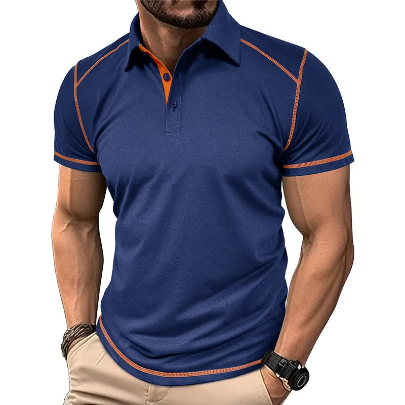 Men's Color Block Polo Shirt Cotton Classic Fit - Vonnera