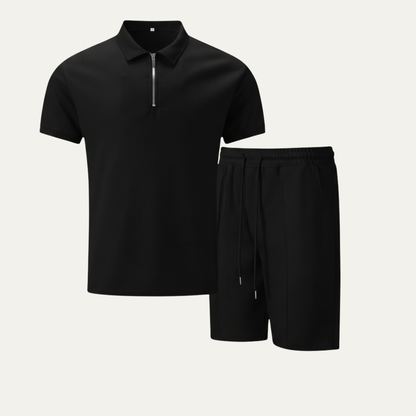 Men's Casual Summer Shirt And Shorts Set Solid Color