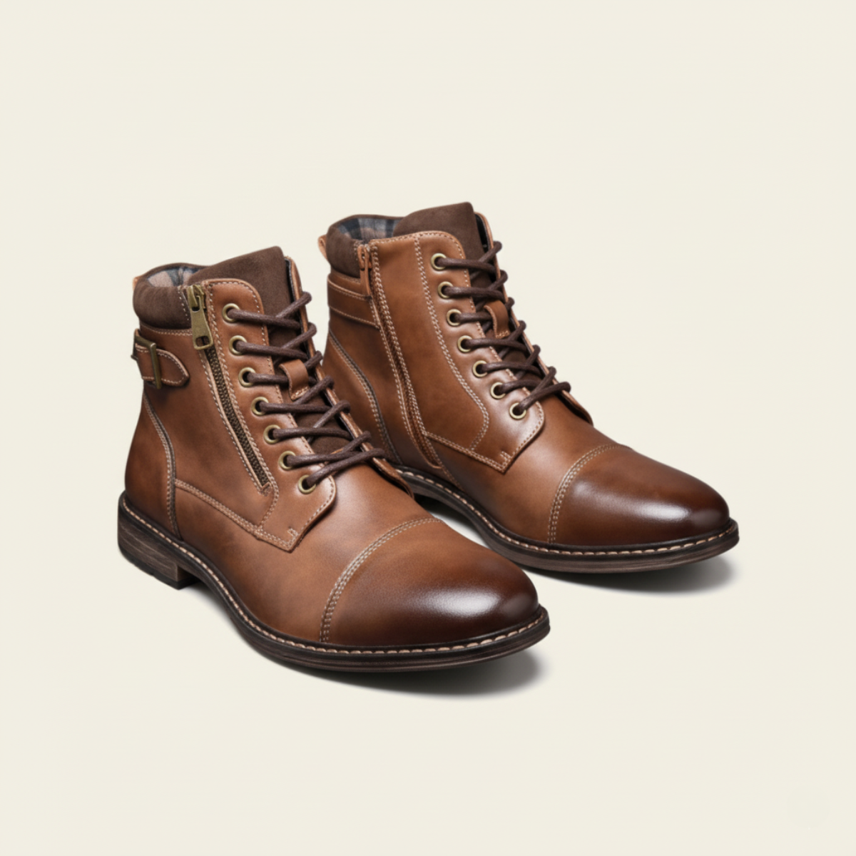Men's Leather Ankle Boots Vintage Brown