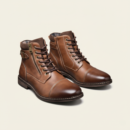 Men's Leather Ankle Boots Vintage Brown