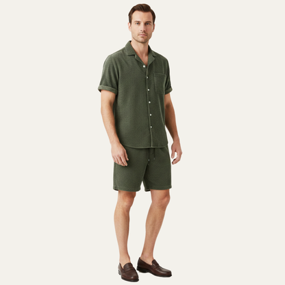 Men's Corduroy Summer Set Shirt And Shorts