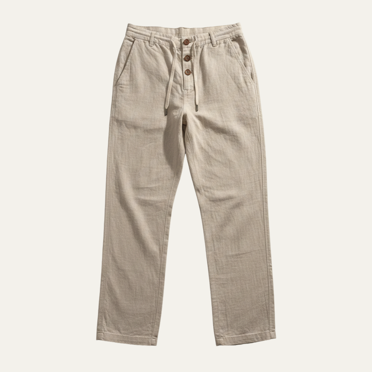 Men's Cotton Linen Straight Leg Pants Breathable Beige