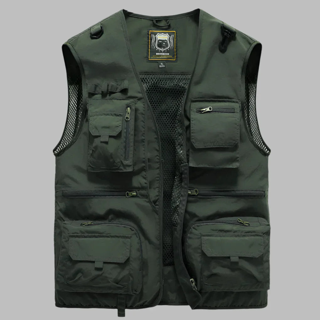 Men's Summer Vest Multi Pocket Cotton Tan