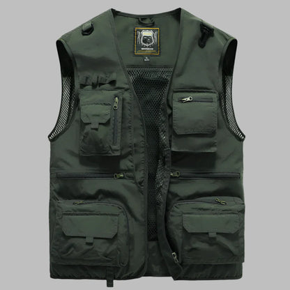 Men's Summer Vest Multi Pocket Cotton Tan