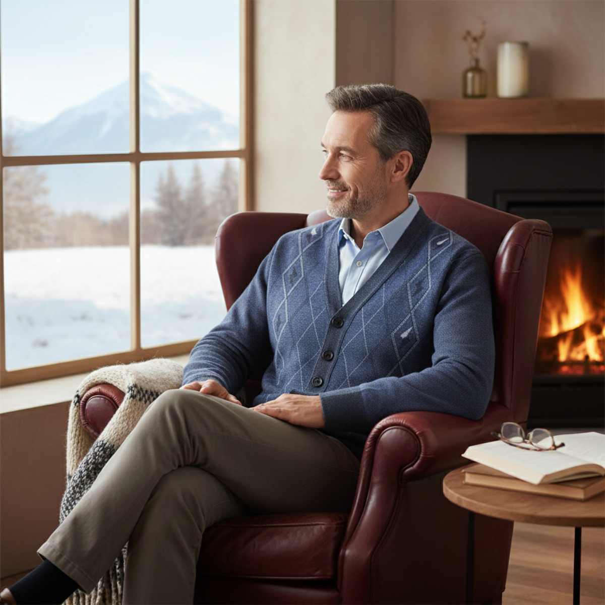 Men's V Neck Knit Cardigan With Pockets
