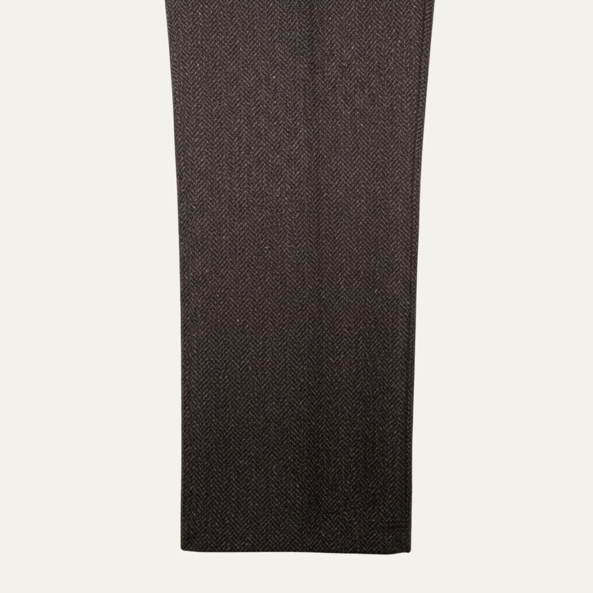 Men's High Waisted Wool Tweed Pants Herringbone Brown