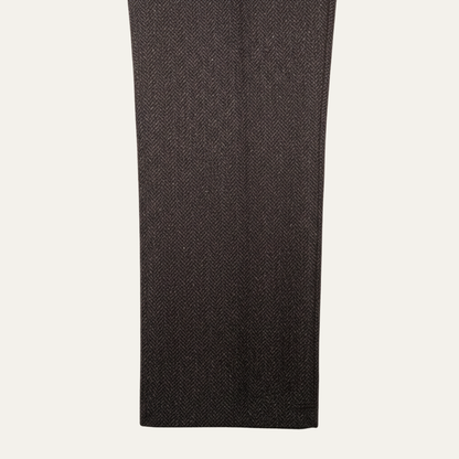 Men's High Waisted Wool Tweed Pants Herringbone Brown
