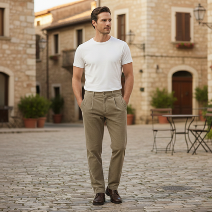 Men's Corduroy Casual Pants Elastic Waist