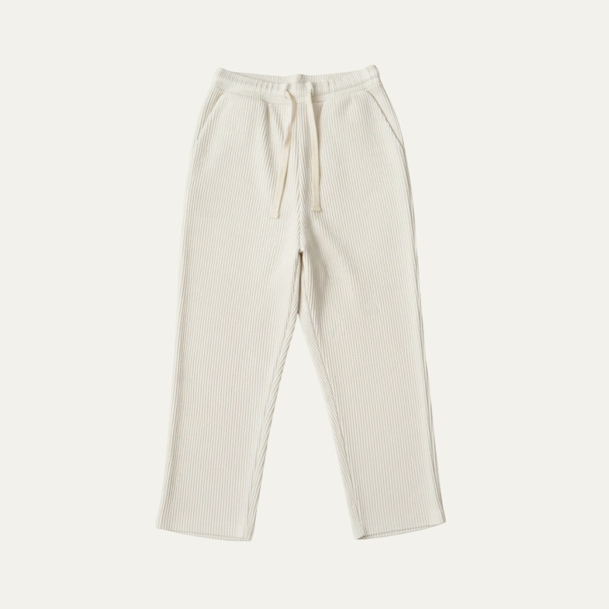 Men's Slim Fit Casual Pants Lightweight Ribbed Beige
