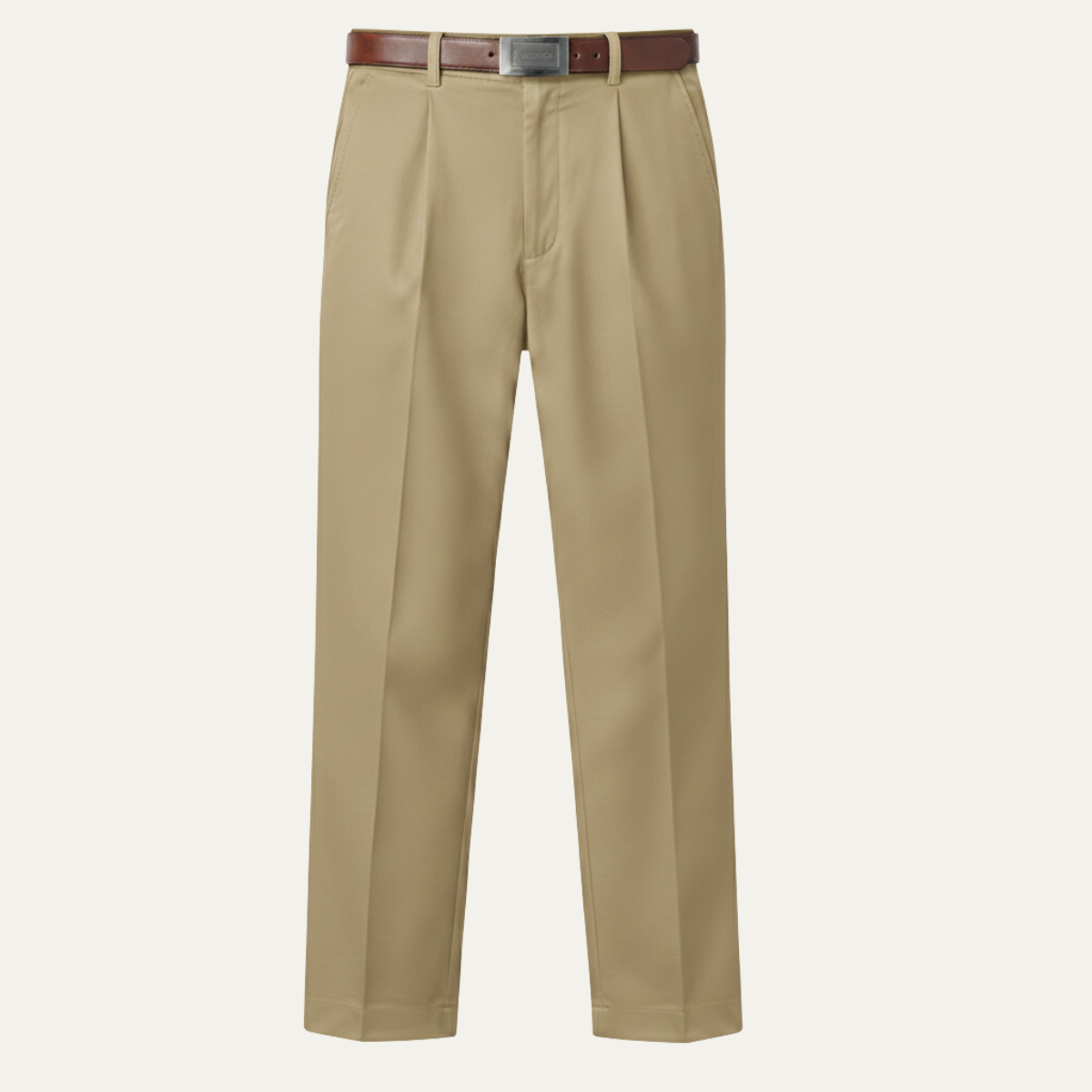 Men's Classic Straight Leg Pants Double Pleated Cotton