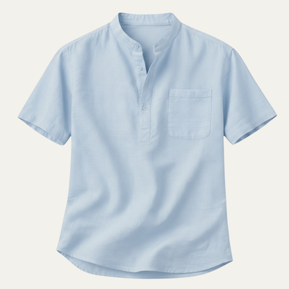 Men's Linen Henley Shirt Lightweight Beige