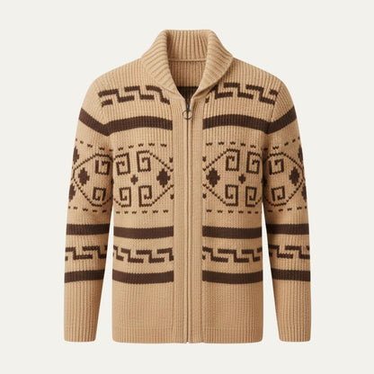 Men's Vintage Knit Cardigan Thick Shawl Collar Winter