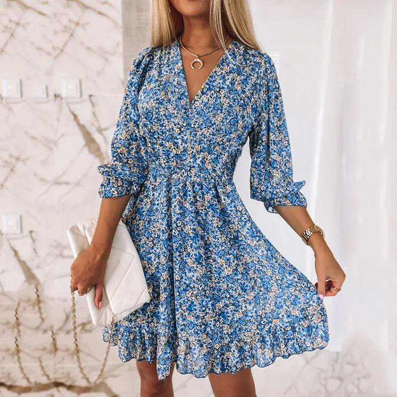 Women's Floral Mini Dress Boho Style